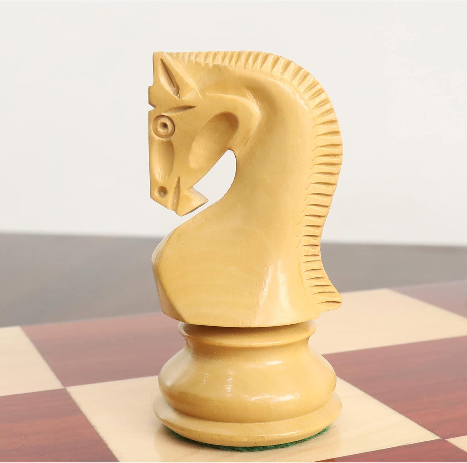 Chesscraftman -3.9" Russian Zagreb 59' Chess Set- Chess Pieces Only - Double Weighted Bud Rose Wood