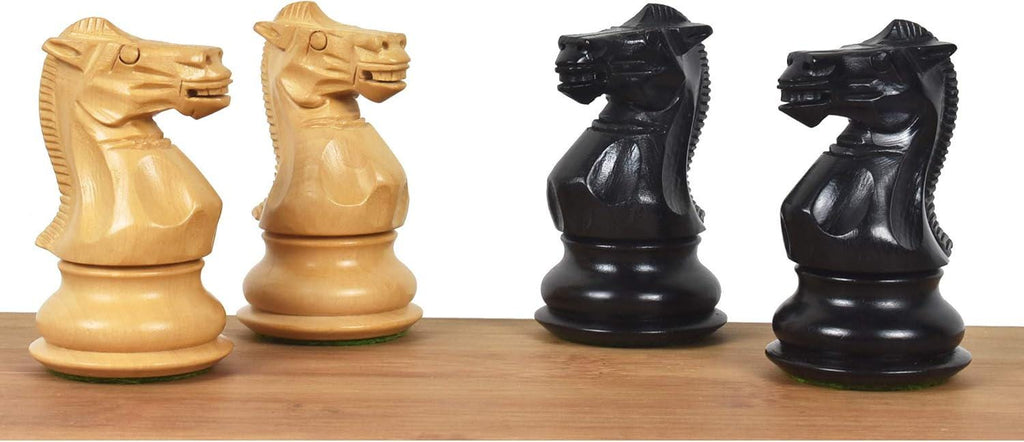 Professional Staunton Chess Pieces Only, Ebonized Boxwood Wooden Chess Set, 3.6-in King, Tournament Chess Set, Weighted Chess Pieces