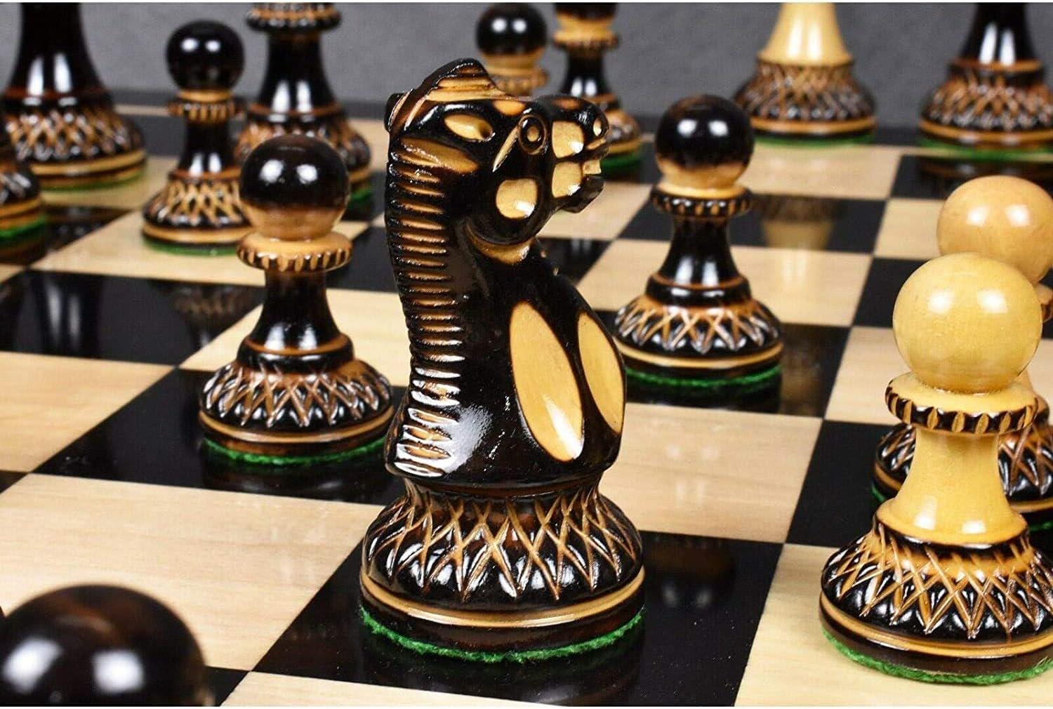 Parker Staunton Chess Pieces Only Chess Set, Boxwood Carved Wooden Chess Set, 3.9-in King, Gloss Chess Pieces (2.43 lbs)