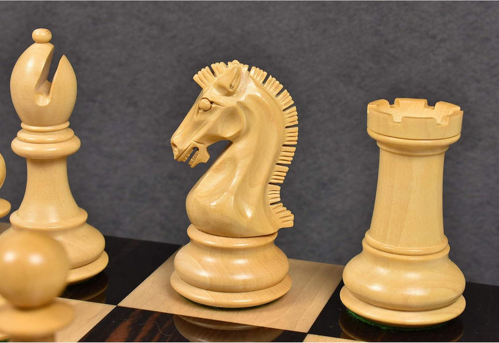 Craftsman Knight Staunton Chess Pieces Only, Ebony and Boxwood Wooden Chess Set, 3.9-in King, Double Weighted Chess Pieces (3.5 lbs)