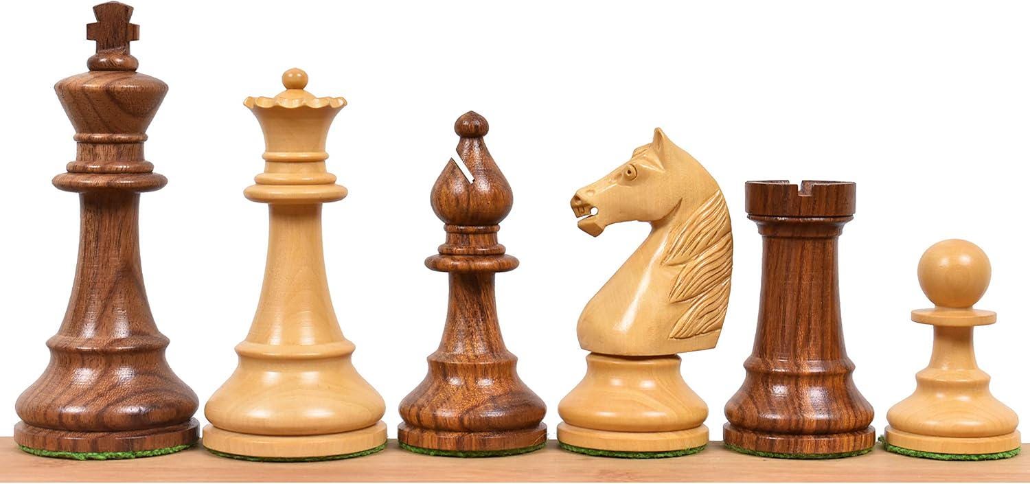 French Grandmaster's Staunton Chess Pieces Only Set- Golden Rosewood - 4.1" King