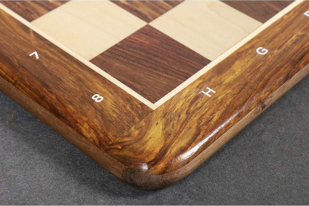 19" Golden Rosewood & Maple Solid Inlaid Wood Chess Board - Algebraic Notations
