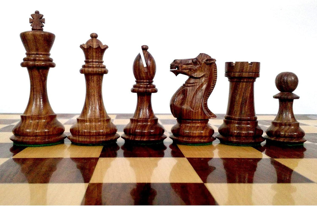Professional Staunton Chess Pieces Only, Sheesham and Boxwood Wooden Chess Set, 4.1-in King, Tournament Chess Set, Weighted Chess Pieces