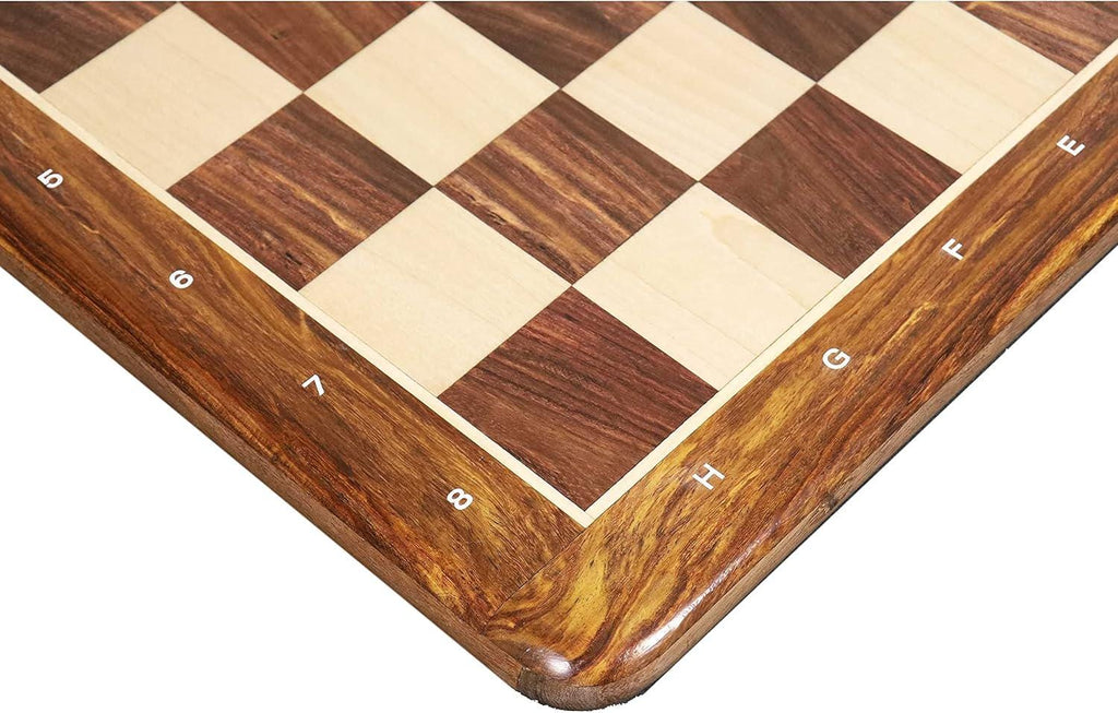 19" Golden Rosewood & Maple Solid Inlaid Wood Chess Board - Algebraic Notations