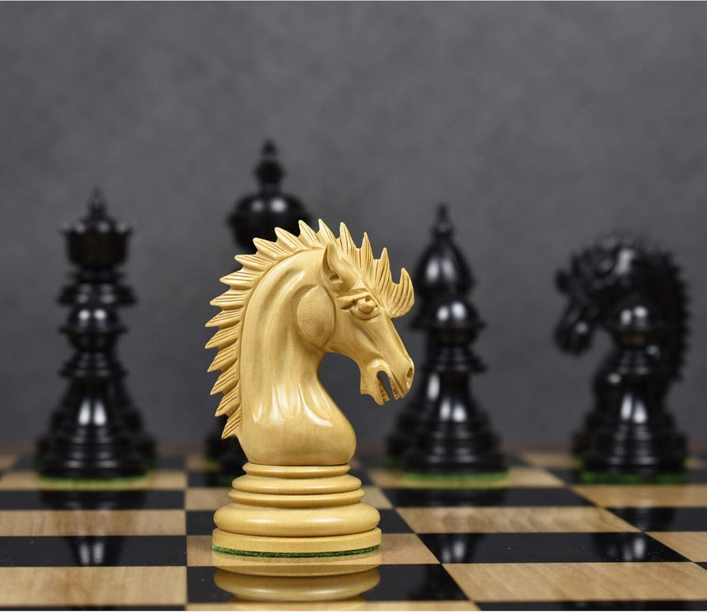 4.4" Dragon Luxury Staunton Chess Pieces Only Set - Triple Weighted - Ebony Wood