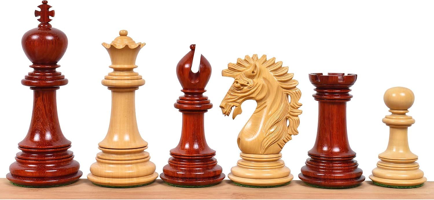 Mogul Staunton Chess Pieces Only , Bud Rosewood and Boxwood Gloss Wooden Chess Set, 4.6-in King, Triple Weighted Chess Pieces (5.24 lbs)