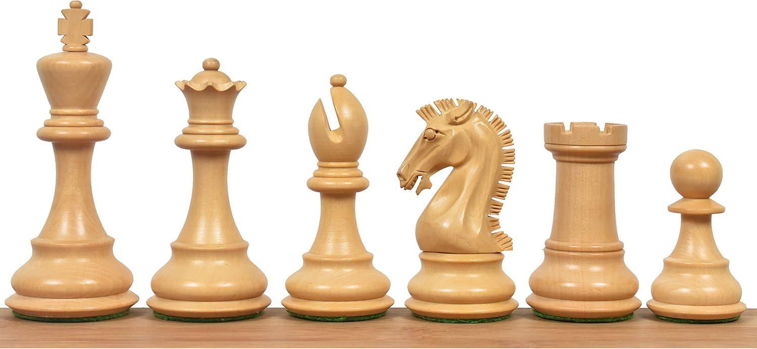 Craftsman Knight Staunton Chess Pieces Only, Bud Rosewood and Boxwood Wooden Chess Set, 3.9-in King, Double Weighted Chess Pieces (3.13 lbs)