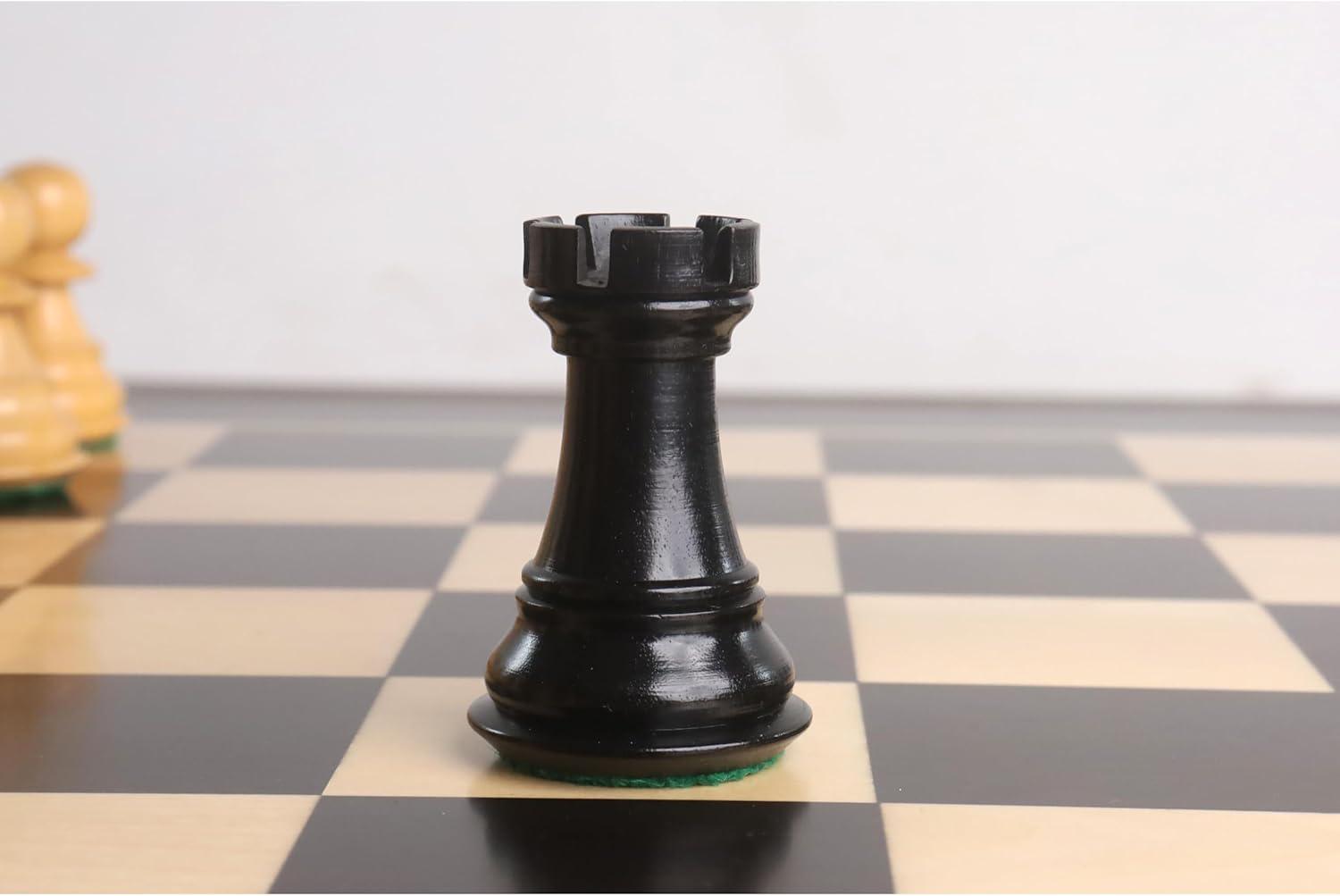 3.9" Professional Staunton Chess Pieces Only Set - Weighted Ebony Wood And Boxwood