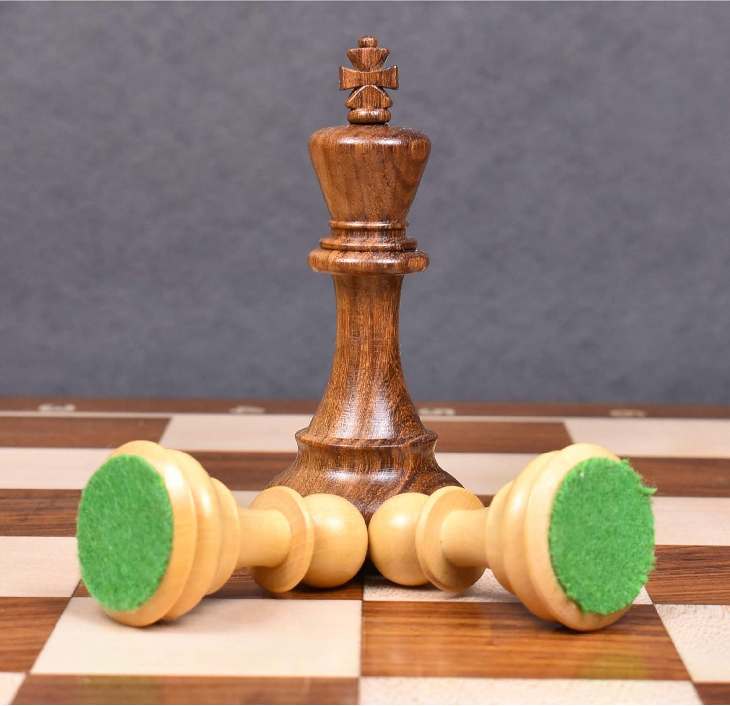 Craftsman Knight Staunton Chess Pieces Only , Golden Rosewood and Boxwood Wooden Chess Set, 3.9-in King, Double Weighted Chess Pieces