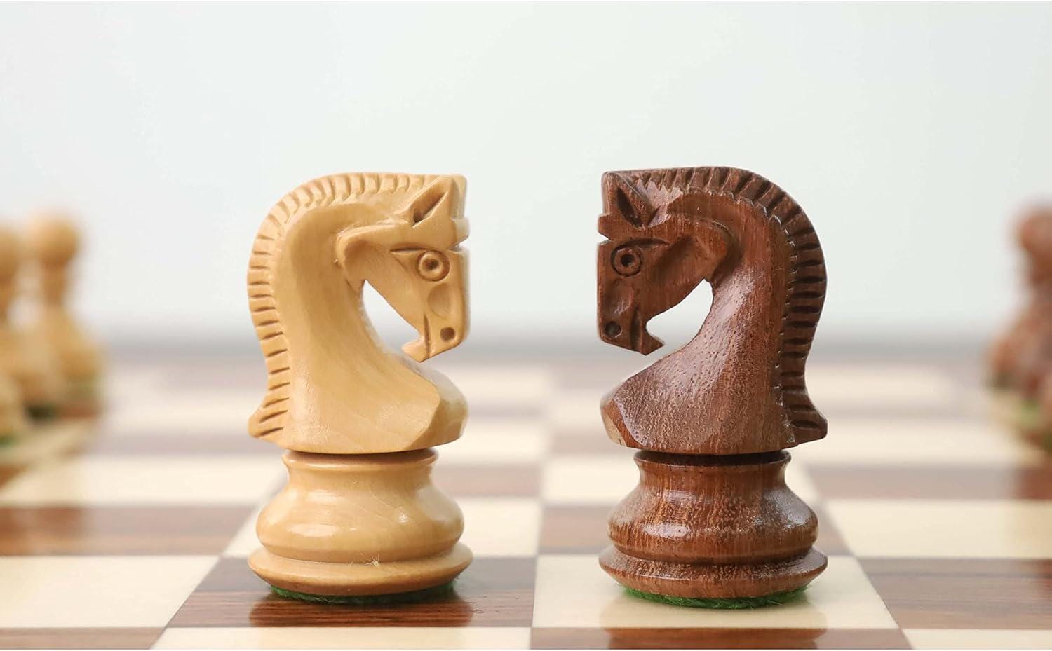 Russian Zagreb Wooden Chess Pieces Set – 2.6” Weighted Staunton Style in Golden Rosewood & Boxwood | ChessCraftman