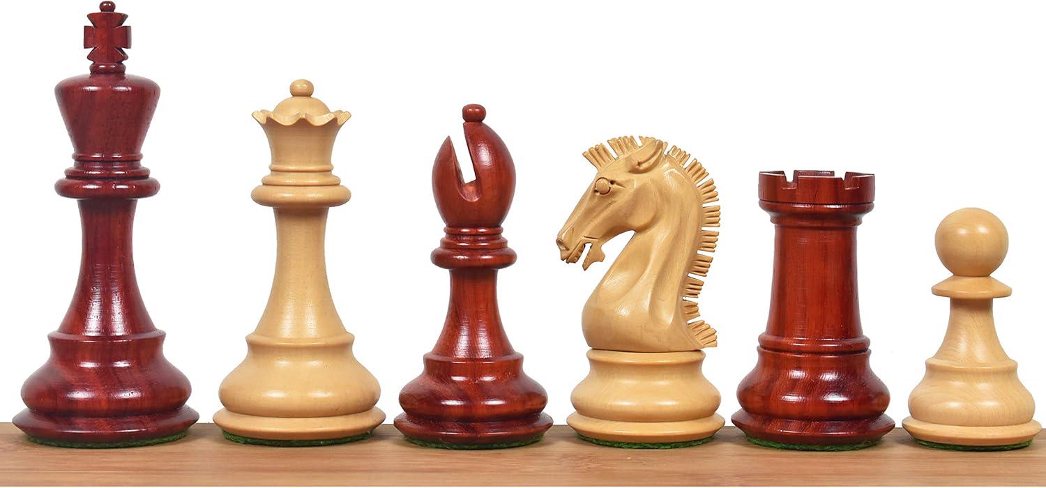 Craftsman Knight Staunton Chess Pieces Only, Bud Rosewood and Boxwood Wooden Chess Set, 3.9-in King, Double Weighted Chess Pieces (3.13 lbs)