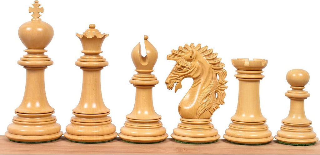 Mogul Staunton Chess Pieces Only , Bud Rosewood and Boxwood Gloss Wooden Chess Set, 4.6-in King, Triple Weighted Chess Pieces (5.24 lbs)