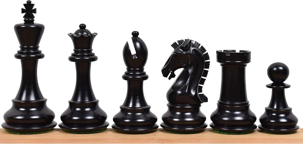 Craftsman Knight Staunton Chess Pieces Only, Ebony and Boxwood Wooden Chess Set, 3.9-in King, Double Weighted Chess Pieces (3.5 lbs)