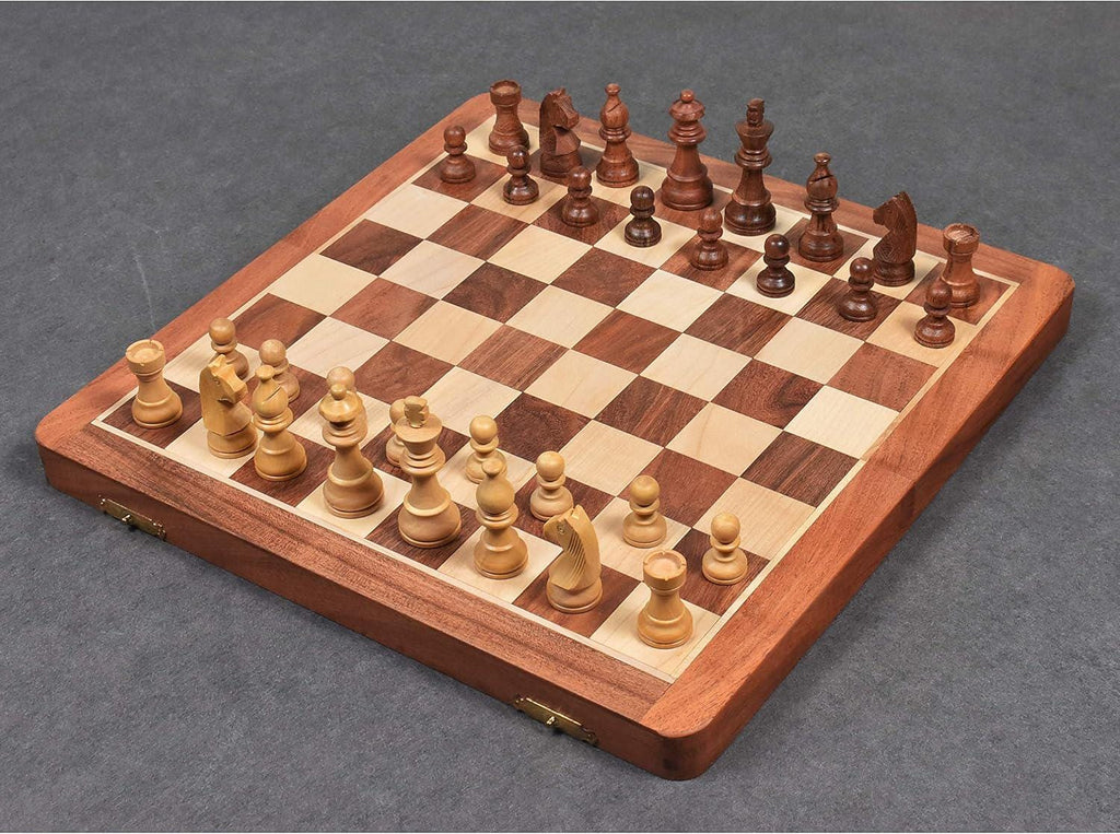 14-Inch Magnetic Chess Set – Handcrafted Golden Rosewood & Maple Travel Board