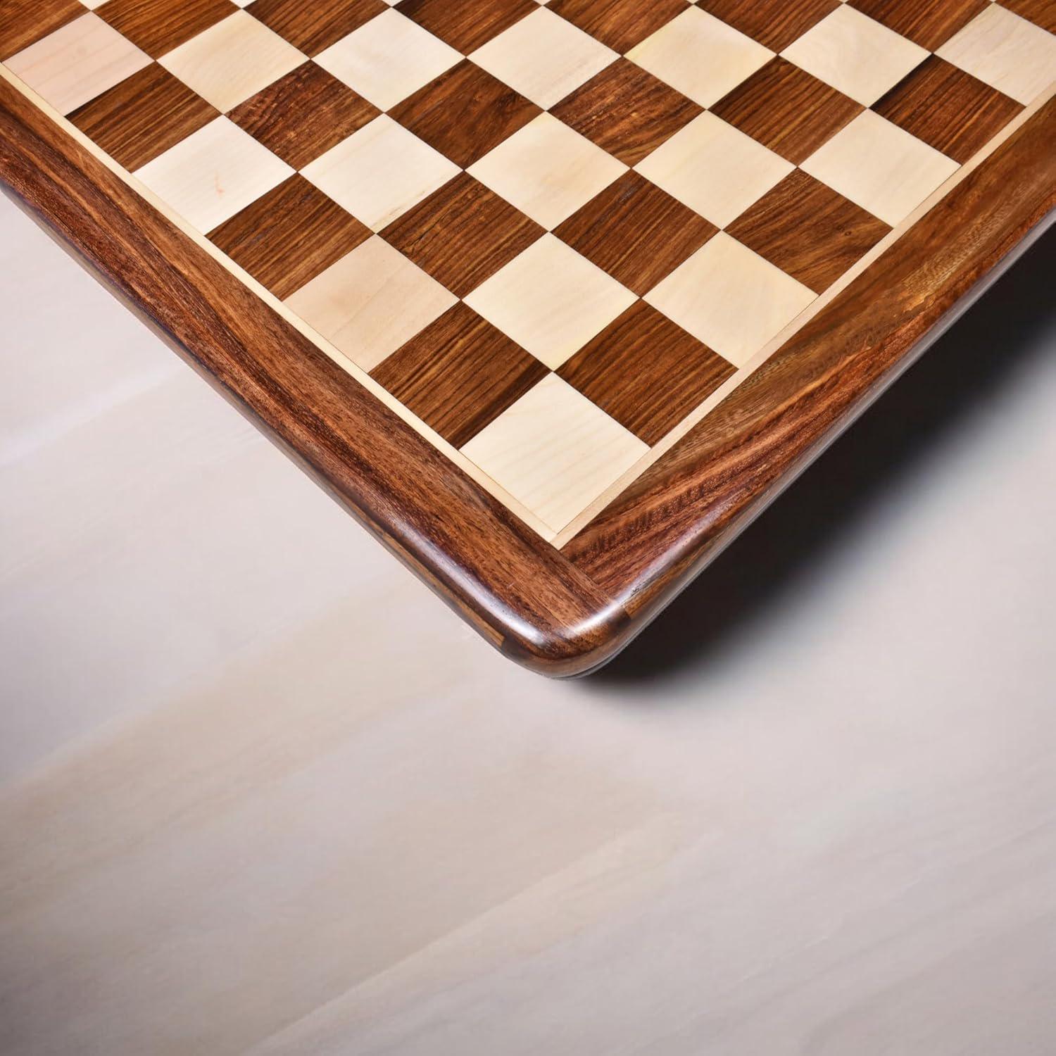 17" Wooden Inlaid Chess Board – Golden Rosewood & Maple | 45mm Squares for Standard Chess Pieces