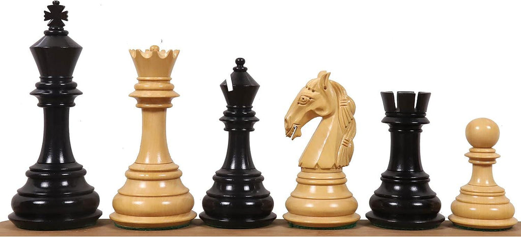 4.6" Rare Columbian Triple Weighted Luxury Chess Pieces Only Set -Ebony Wood