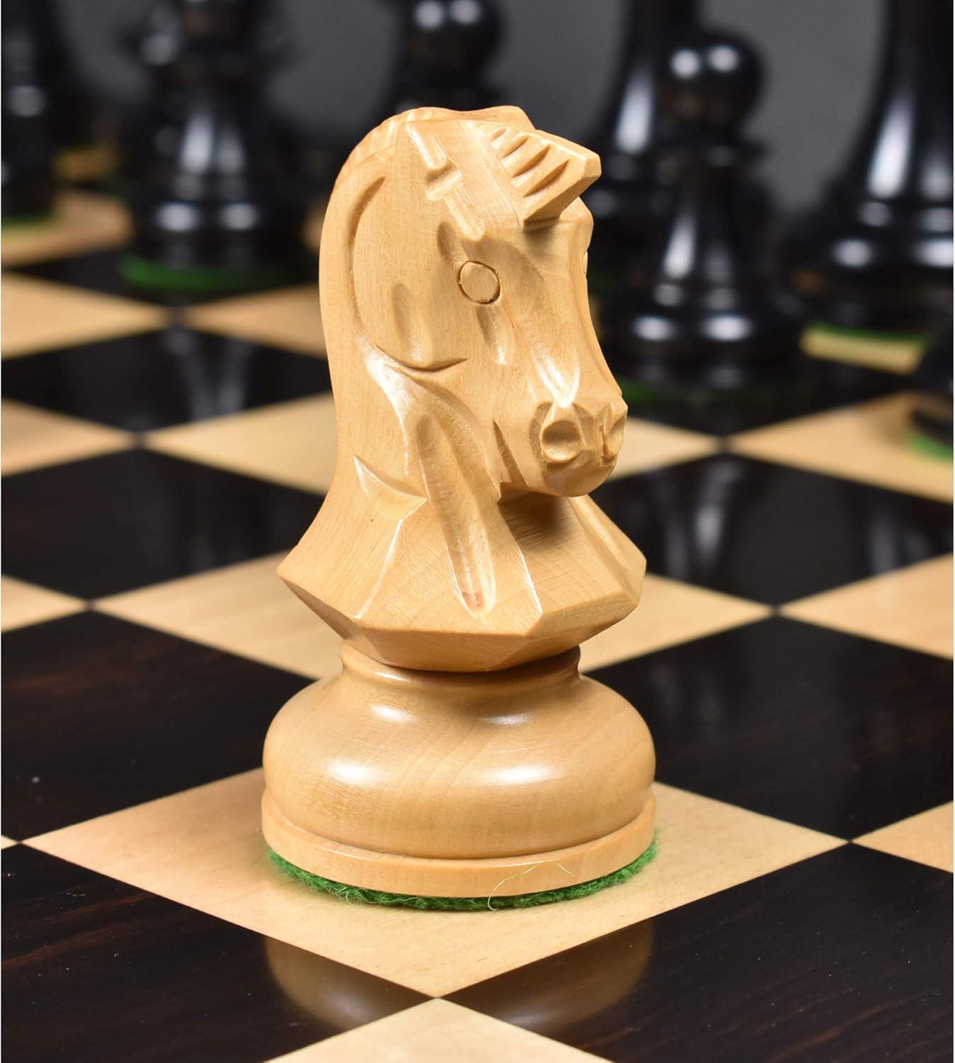 1970s' Dubrovnik Chess Pieces Only Set- Triple Weighted Ebony Wood - 3.8" King