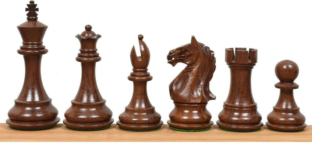 4" Fierce Knight Staunton Chess Pieces Only Set - Golden Rosewood & Boxwood