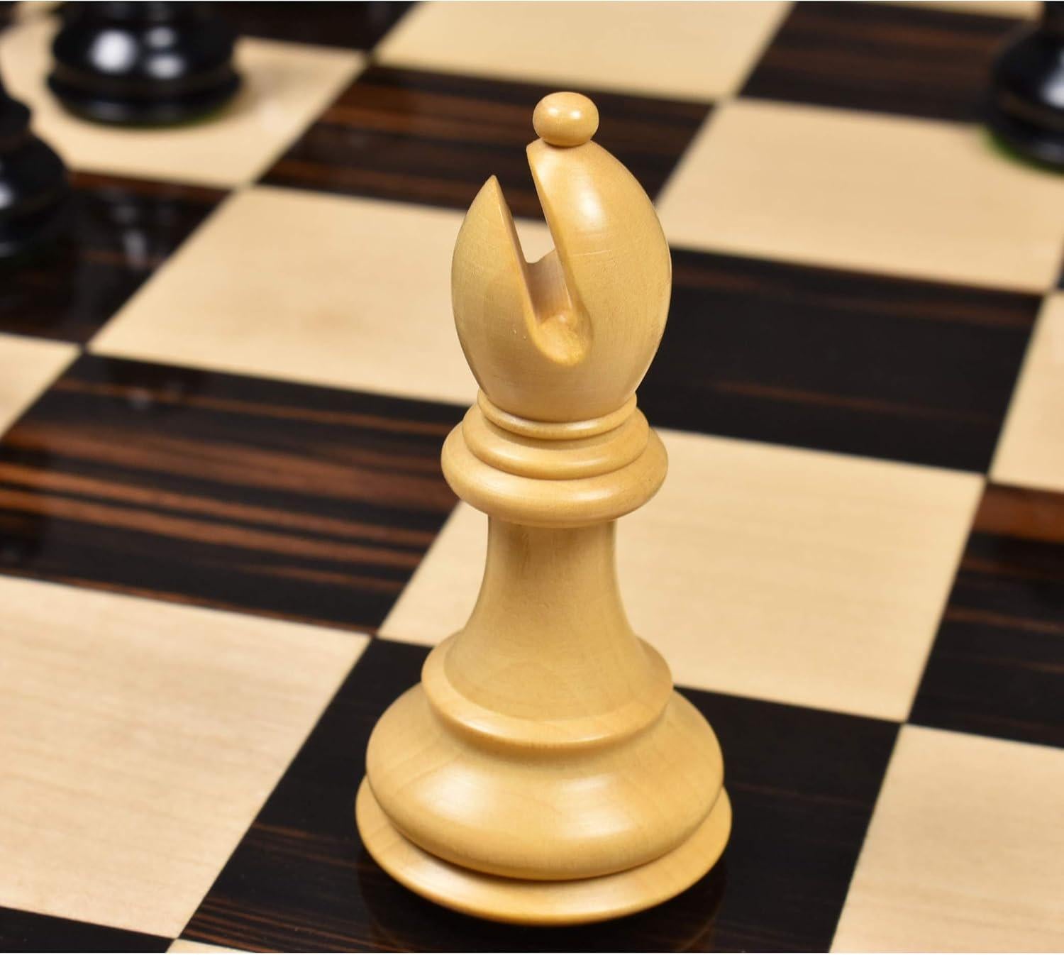 Craftsman Knight Staunton Chess Pieces Only, Ebony and Boxwood Wooden Chess Set, 3.9-in King, Double Weighted Chess Pieces (3.5 lbs)