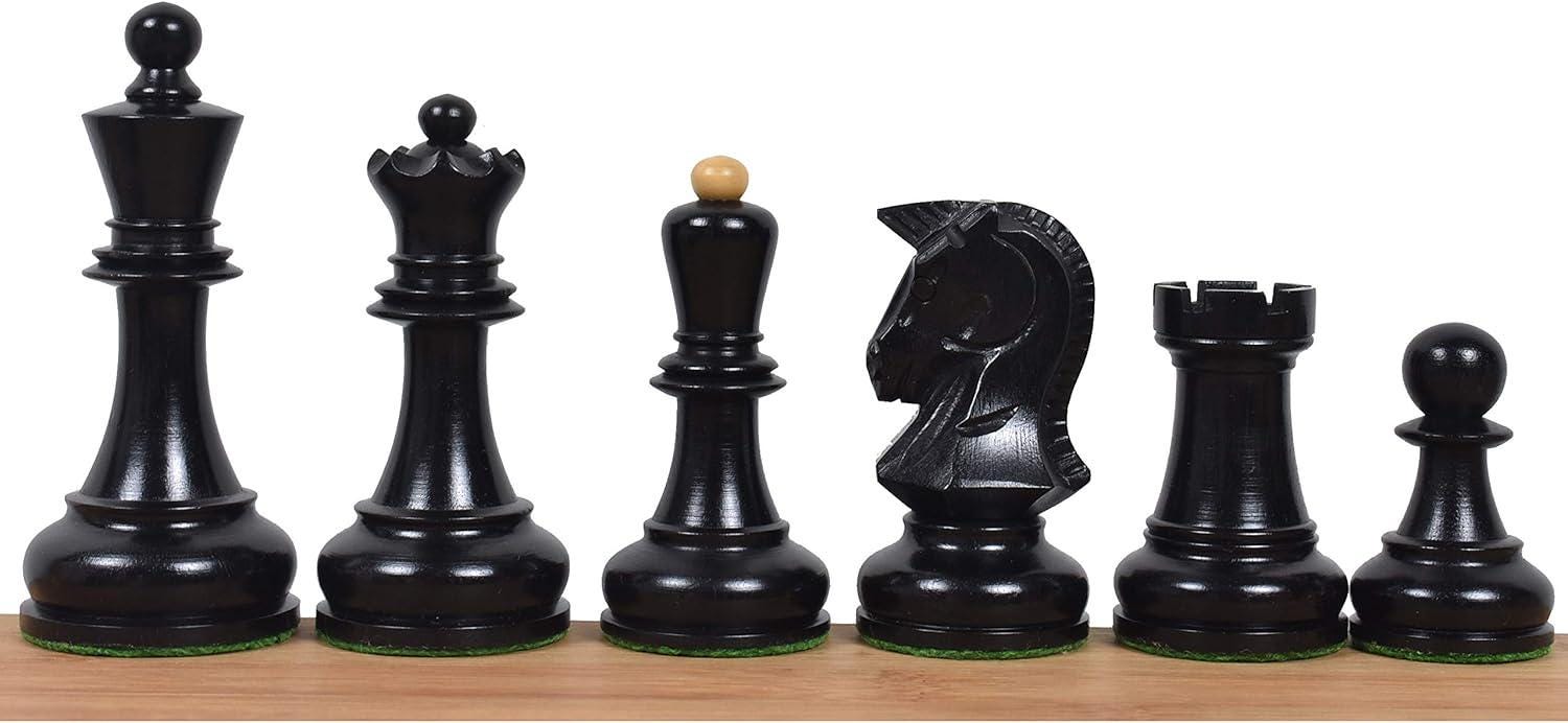 1970s' Dubrovnik Chess Pieces Only Set- Triple Weighted Ebony Wood - 3.8" King