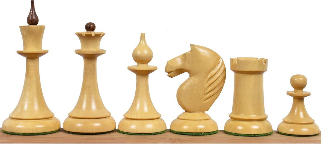 Soviet Latvian Reproduced Chess Pieces Only, Golden Rosewood and Boxwood Wooden Chess Set, 4-in King, Double Weighted Chess Pieces (2.5 lbs)