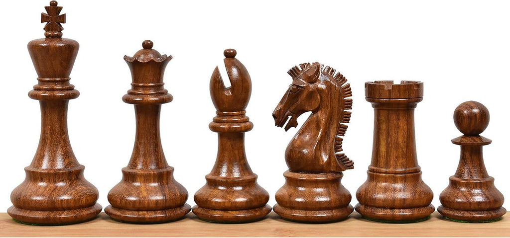 Craftsman Knight Staunton Chess Pieces Only , Golden Rosewood and Boxwood Wooden Chess Set, 3.9-in King, Double Weighted Chess Pieces