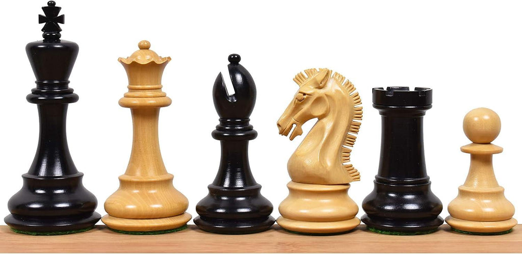 Craftsman Knight Staunton Chess Pieces Only, Ebony and Boxwood Wooden Chess Set, 3.9-in King, Double Weighted Chess Pieces (3.5 lbs)