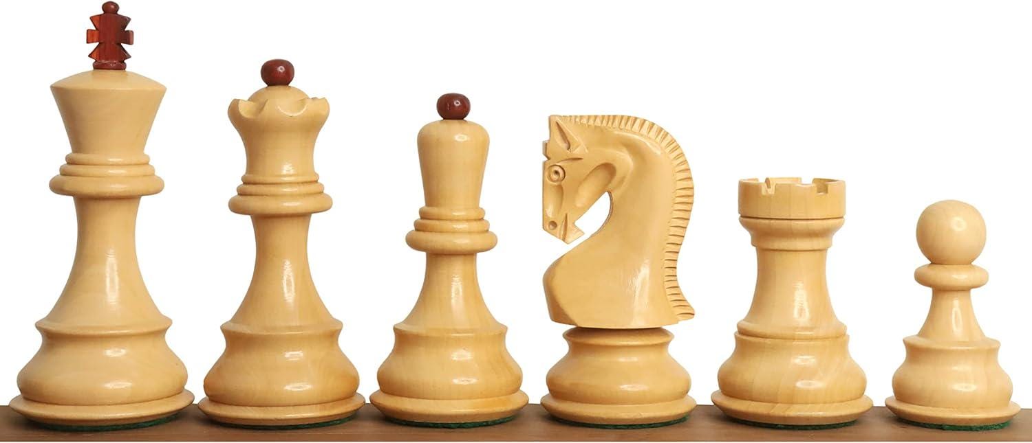 Chesscraftman -3.9" Russian Zagreb 59' Chess Set- Chess Pieces Only - Double Weighted Bud Rose Wood