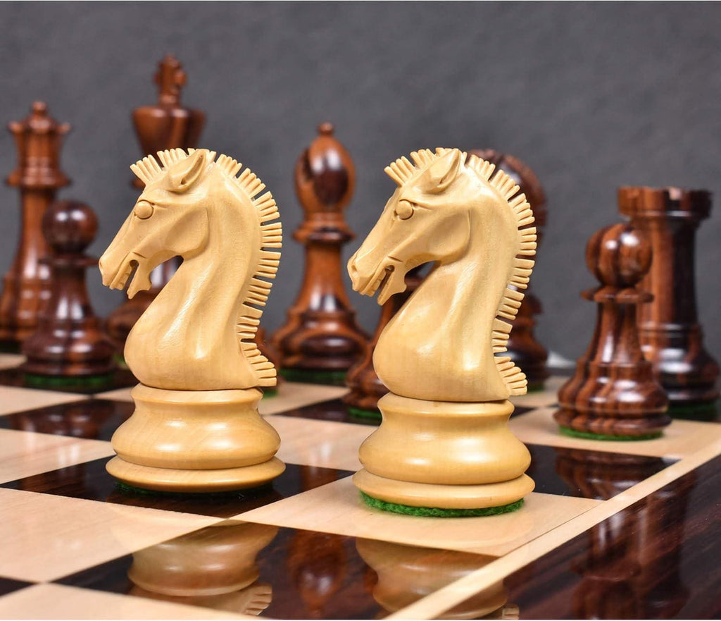 Craftsman Knight Staunton Chess Pieces Only Chess Set, Rosewood Wooden Chess Set, 3.9-in King, Double Weighted Chess Pieces (2.65 lbs)